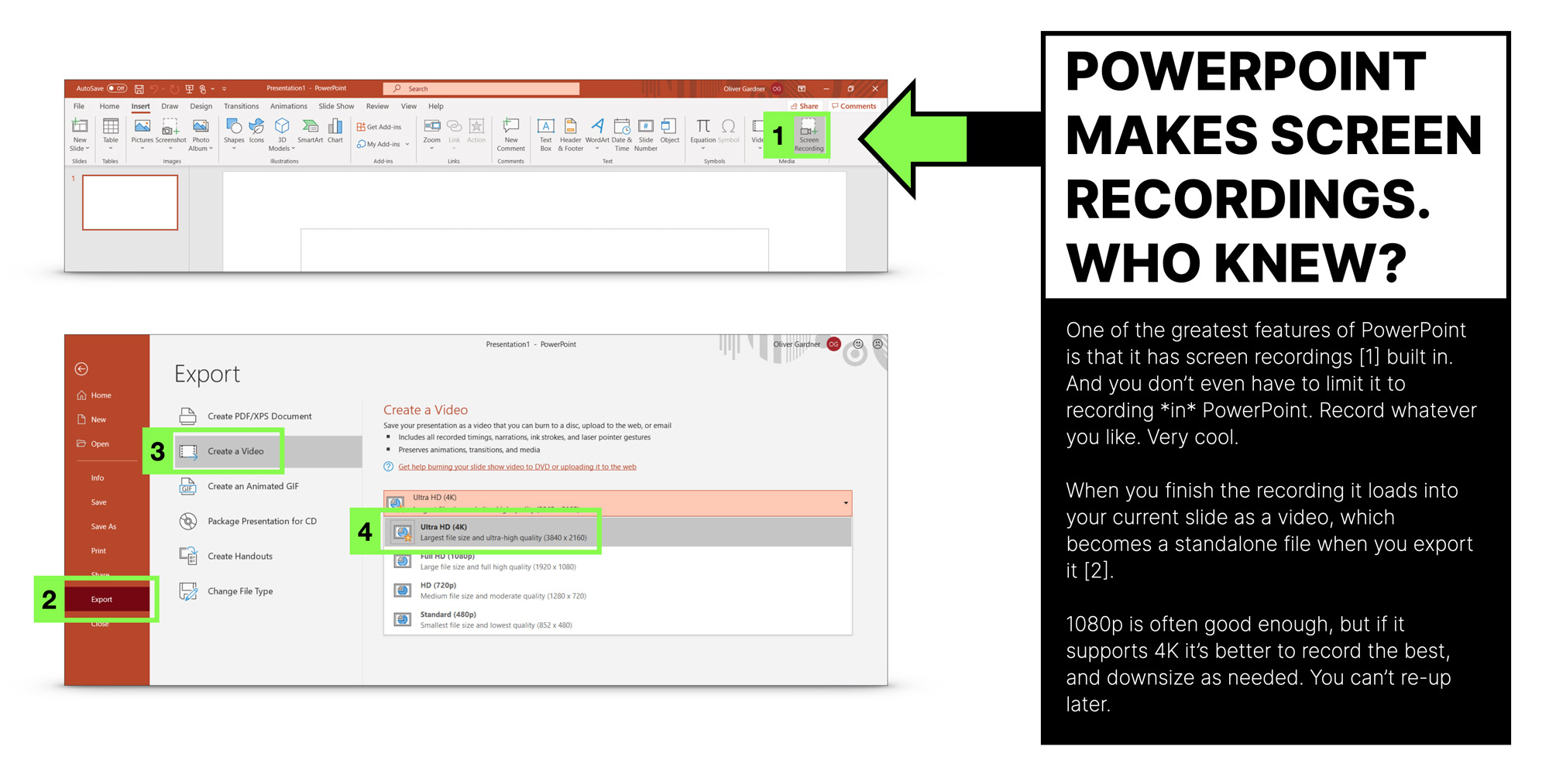 How to make a screen recording using PowerPoint