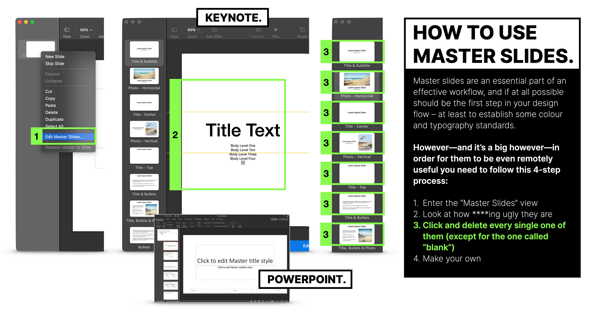 How to use master slides in Keynote