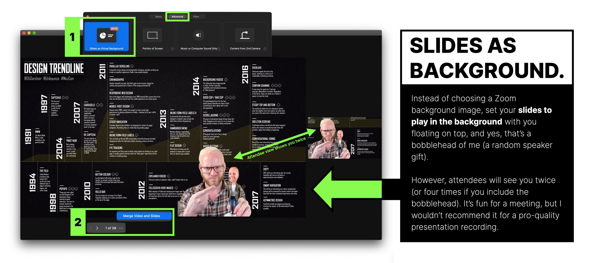 Image showing how to use Zoom's slides as background feature.