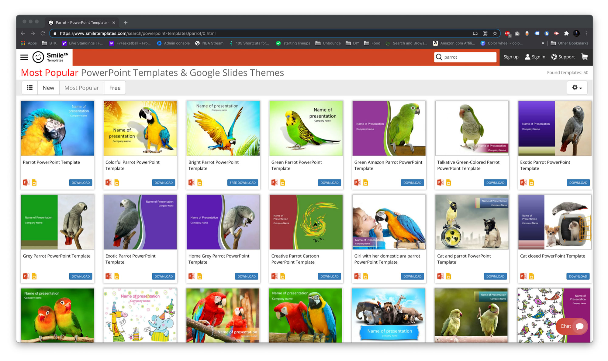 Parrot themed slide templates